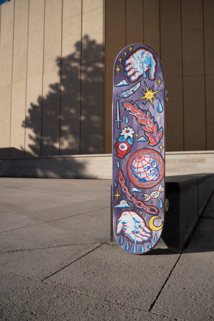 a painted skateboard